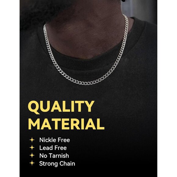 Miami Cuban Link Chain Necklace for Men Stainless Steel 4.8mm Plated Hip Hop - Picture 2 of 9